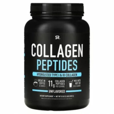 Collagen Peptides, Sports Research, Коллаген пептидный, без вкусовых добавок, 907гр