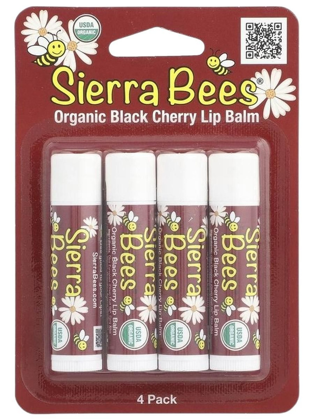 Sierra Bees, Органический бальзам для губ, черная вишня, 4 штуки