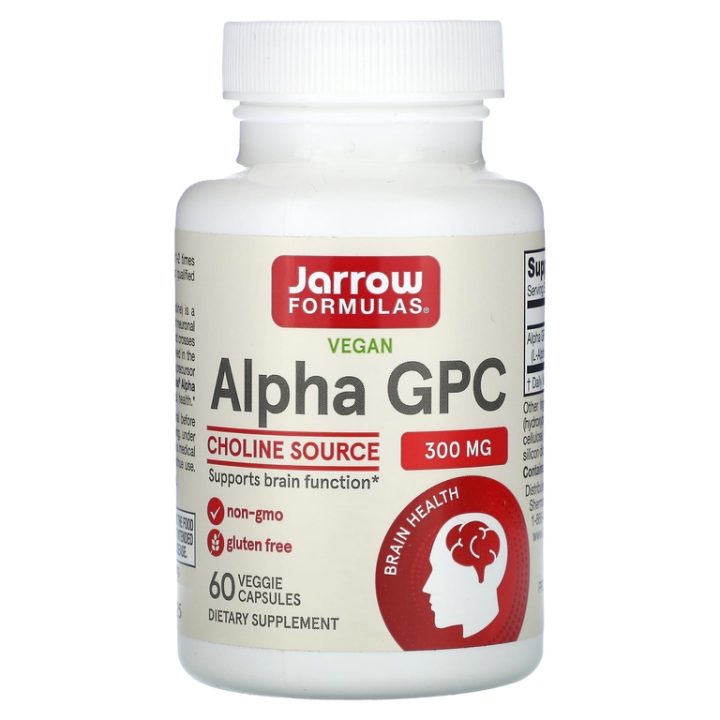 Jarrow, Alpha GPC, Альфа ГФХ, источник холина, для работы мозга, 300 мг, 60 капсул