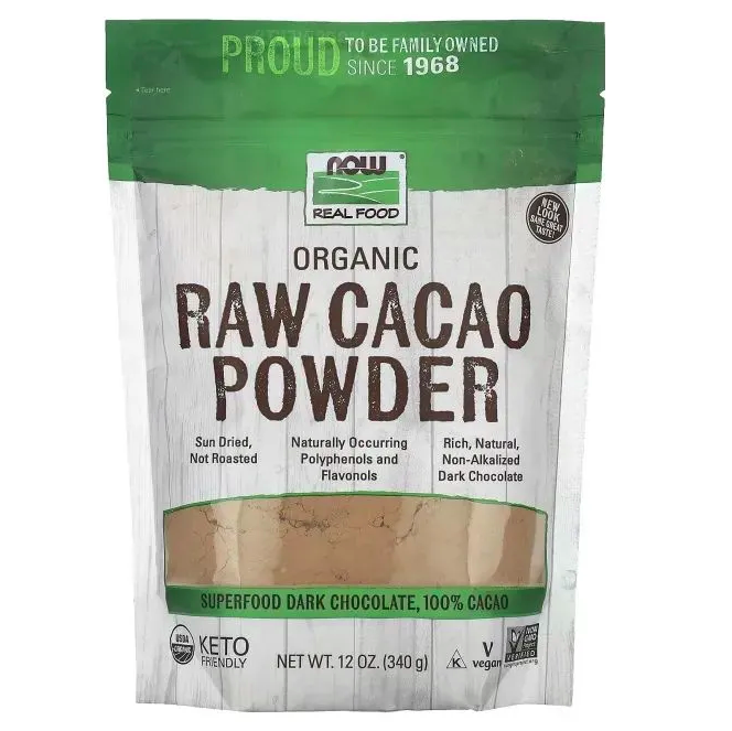 Now Organic, RAW Cacao Powder, Органический какао-порошок, 340 г