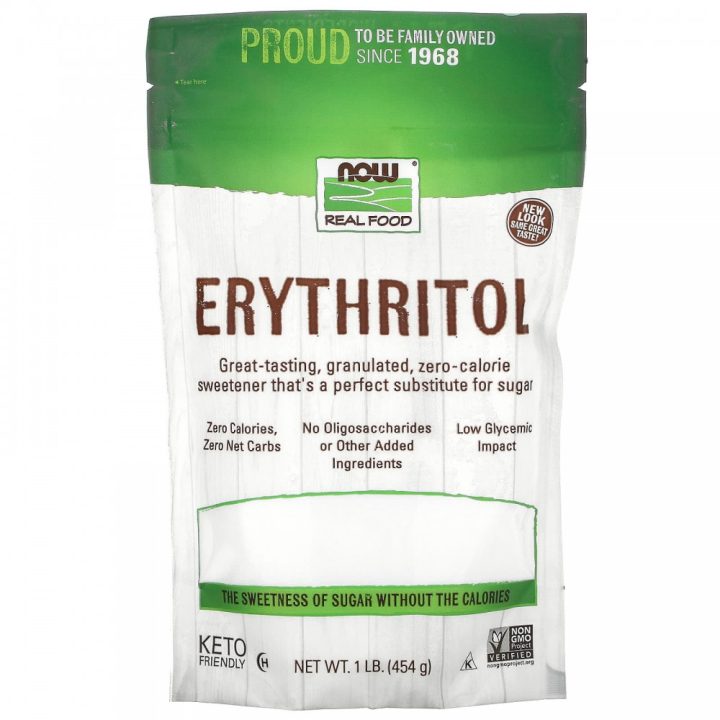 NOW Foods, Эритритол, Erythritol, Сахарозаменитель, подсластитель без калорий, 454г