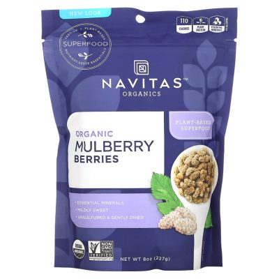 Navitas Organics, Органические ягоды шелковицы, без глютена, 227 г СРОК ДО 07/25
