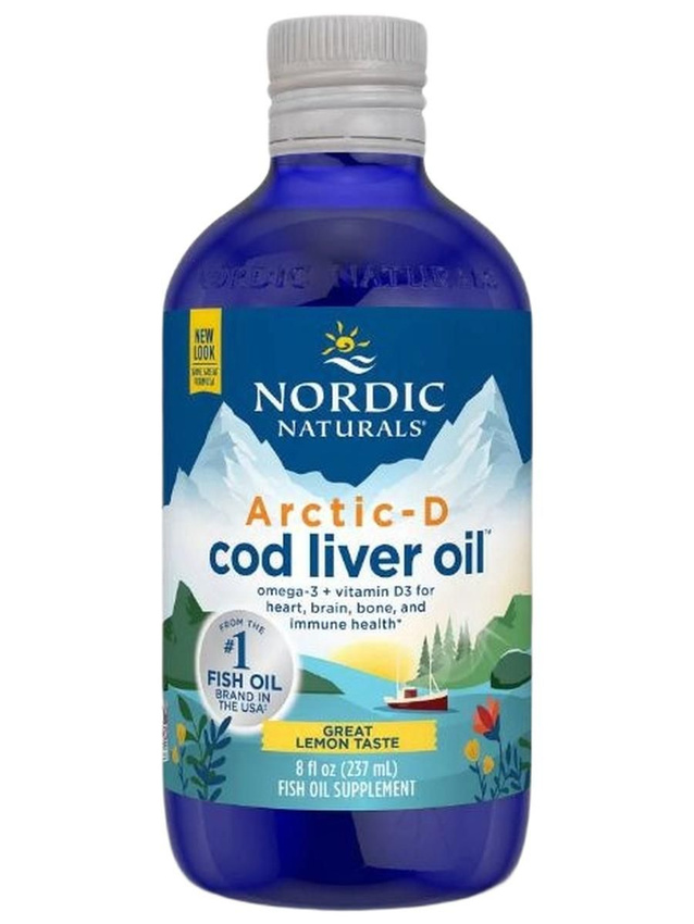 Nordic Naturals, Arctic-D Cod Liver Oil, Жир печени трески Arctic-D + D3, со вкусом лимона, 237 мл