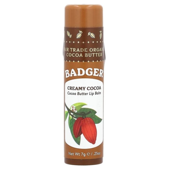 Badger Company, Органический бальзам для губ с какао, Lip Balm, Creamy Cocoa, 7г
