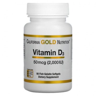 California Gold Nutrition, Витамин D3, 50 мкг, 2000 МЕ, 90 капсул - срок до 05/24