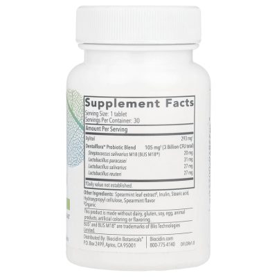 Biocidin Botanicals, Dentalflora, Пробиотики для полости рта, 30 таблеток