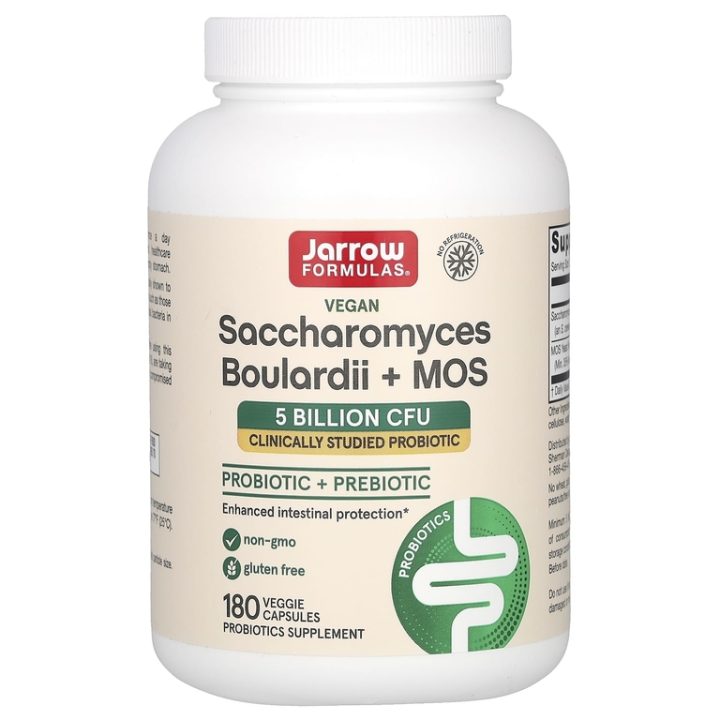 Сахаромицеты Буларди + MOS, Saccharomyces Boulardii, Jarrow, 180 капсул
