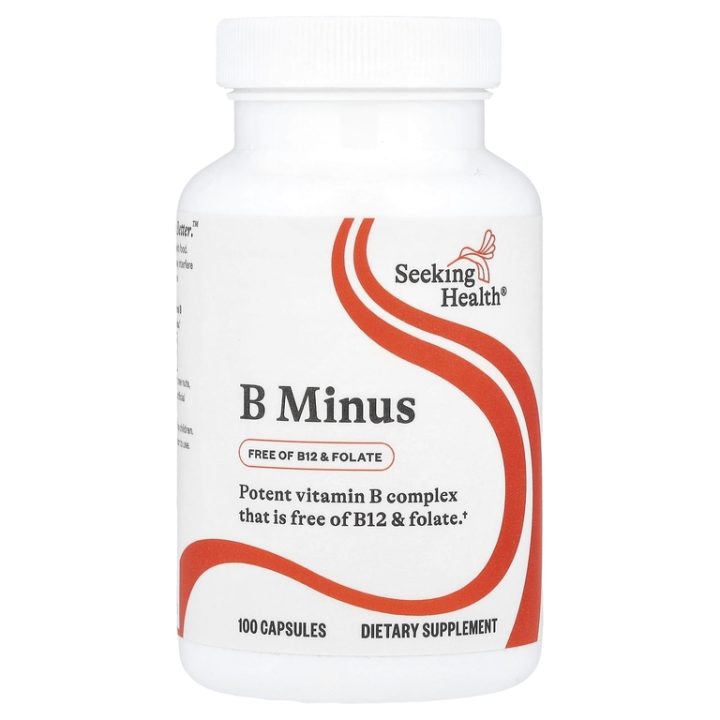 Seeking Health, B Minus, Комплекс витаминов группы B, без витамина B12 и фолиевой кислоты 100 капсул