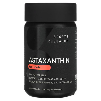 Sports Research, Astaxanthin, Астаксантин с кокосовым маслом, 6 мг, 120 мини капс