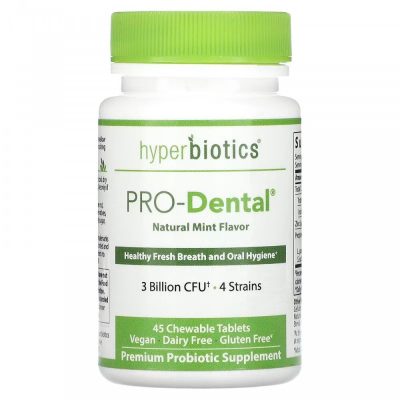 Vital Nutrients (Hyperbiotics), PRO-Dental, для здоровья полости рта, 3 млрд КОЕ, 45 жев.таб.