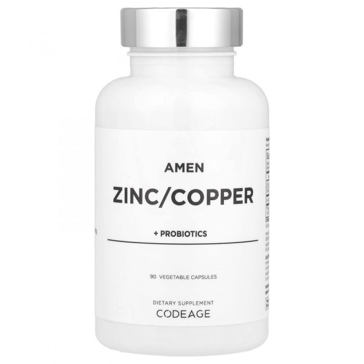 Codeage, Amen Zinc/Copper + Probiotics, цинк и медь + пробиотики, 90 капсул