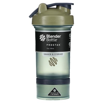 Шейкер спортивный + таблетница, Blender Bottle, Prostak, зеленый, FC Tan, 651 мл (22 унции)
