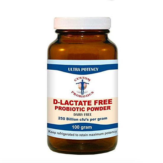 Custom Probiotics, Пробиотики без D-лактата, D-Lactate Free Probiotic Powder, 250 млрд. КОЕ/г, 100 г