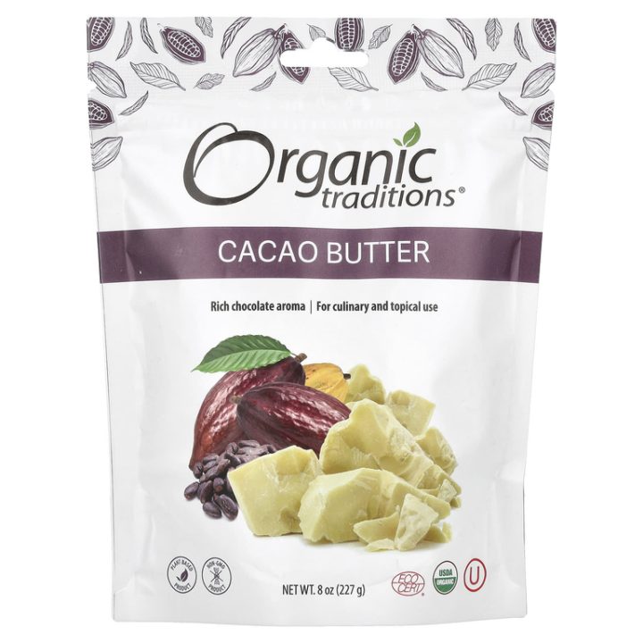 Organic Traditions, Масло какао (Cacao Butter), 227 г
