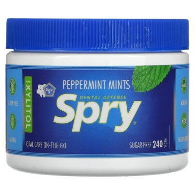 Xlear, Spry, леденцы для защиты зубов без сахара, вкус перечной мяты, Dental Defense, 240 штук