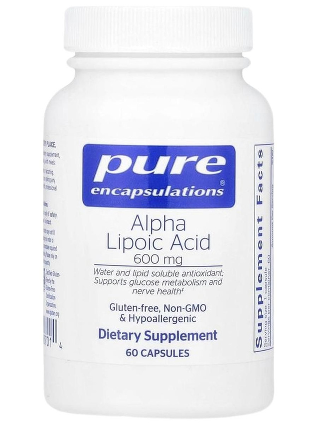 Pure Encapsulations, альфа-липоевая кислота (АЛК) 600 мг, Alpha-Lipoic Acid 600, 60 капсул