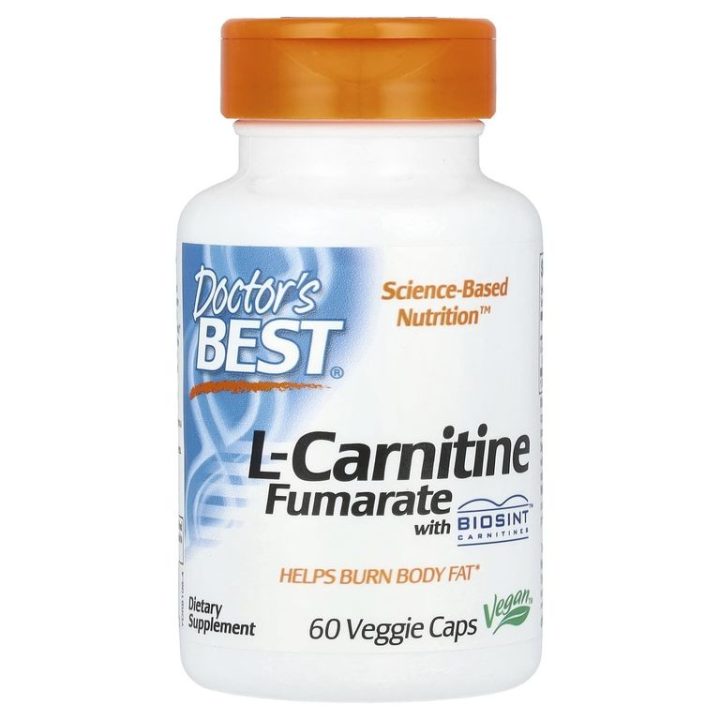 Doctor's Best, L-Carnitine, L-карнитин фумарат с карнитинами Biosint, 500 мг, 60 капс.