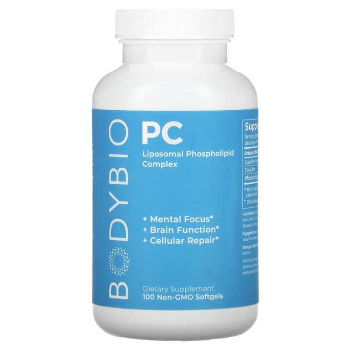 BodyBio, фосфатидилхолин, Liposomal Phospholipid Complex, 100 капсул