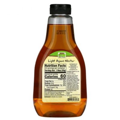 Now Foods, сироп агавы светлый, нектар голубой агавы, 660 г