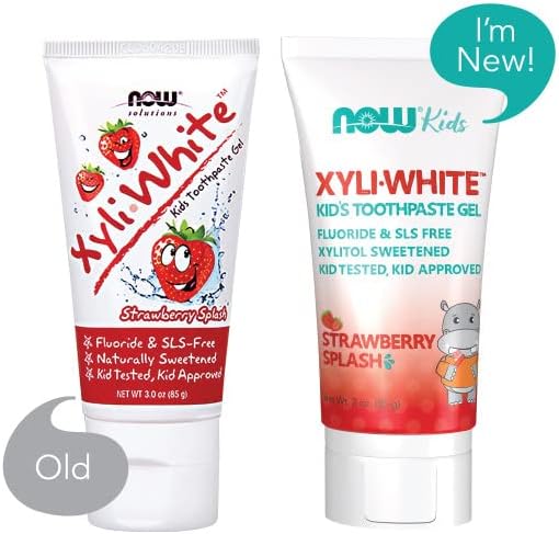 NOW Solutions, XyliWhite Kids, Детская клубничная зубная паста, Без фтора и SLS, 85 г