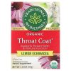 Organic Throat Coat, чай для здоровья горла и иммунитета, лимонная эхинацея,16 пакетиков
