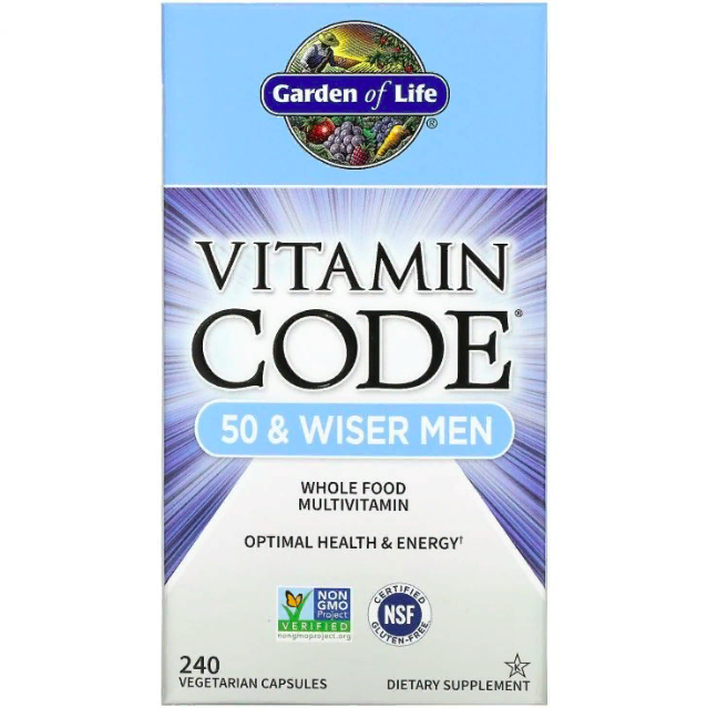 Garden of Life, Vitamin Code, мультивитамины для мужчин 50+, 240 капсул - срок до 05/26