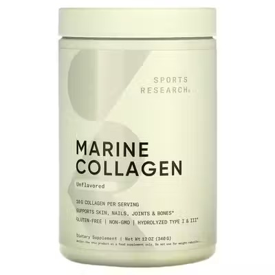Sports Research, Marine Collagen, Морской коллаген, без добавок, 340 г