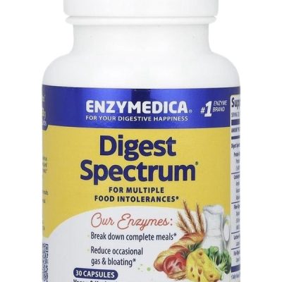 Enzymedica, Digest Spectrum, пищеварительные ферменты при непереносимости лактозы, глютена, казеина, 30 капсул