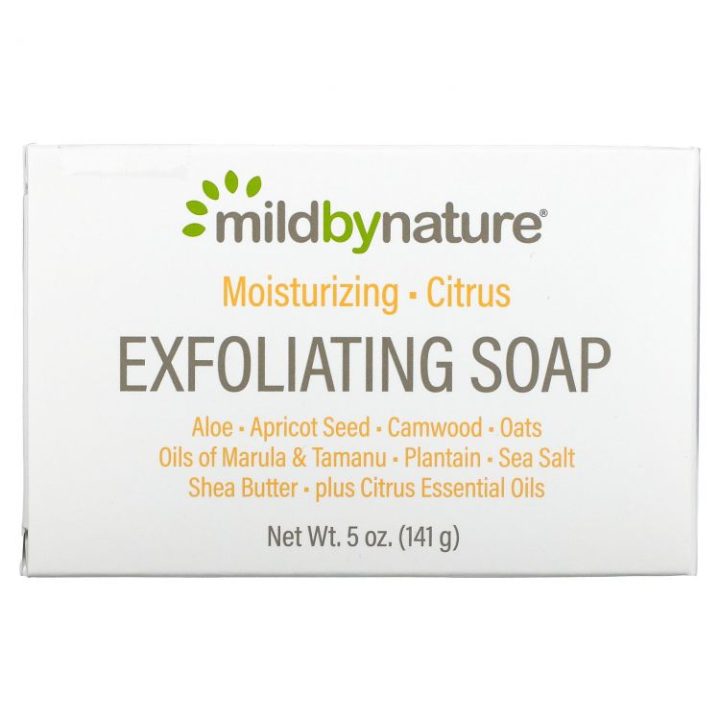 Mild by Nature, отшелушивающее мыло, с маслами марулы, таману и ши, с цитрусовым ароматом, 141 гр