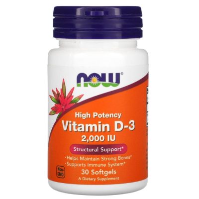 Now Foods, Витамин D3, 2000 МЕ, 30 капсул