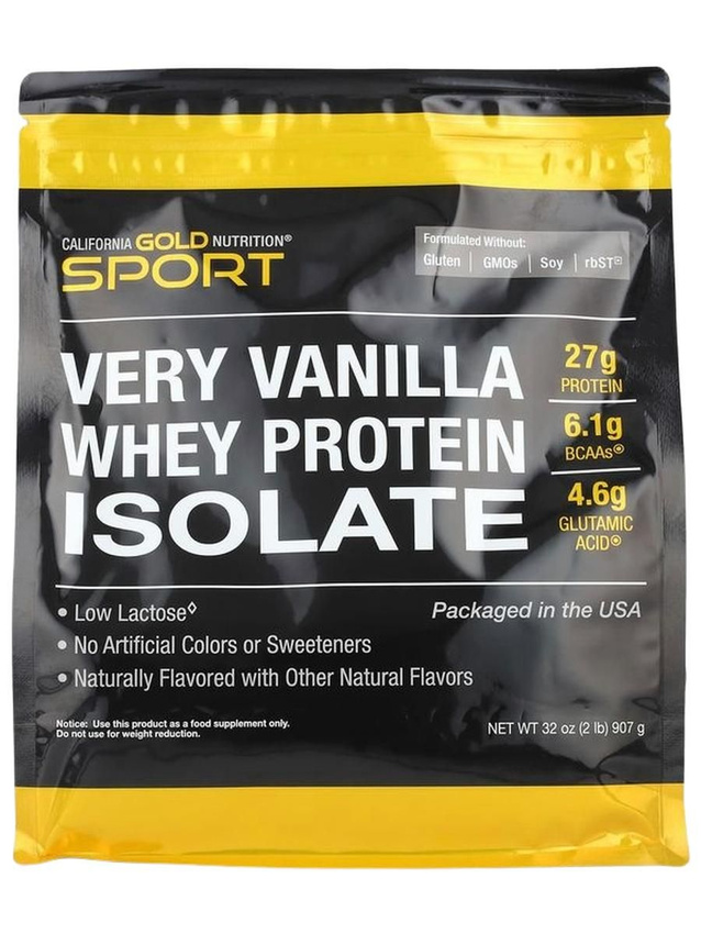 California Gold Nutrition, изолят сывороточного протеина, ваниль, 907 г