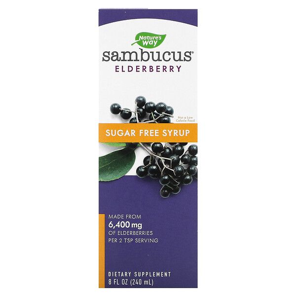 Nature's Way, Sambucus Sugar free, Экстракт бузины, без сахара, 6400 мг, 240мл