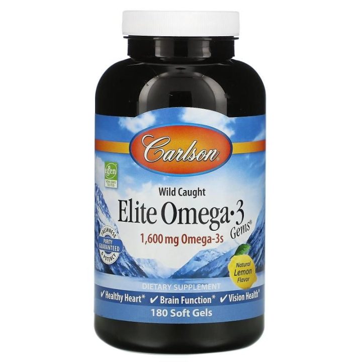 Carlson Labs, Elite Omega-3, Омега-3, 1600 мг, 180 капсул
