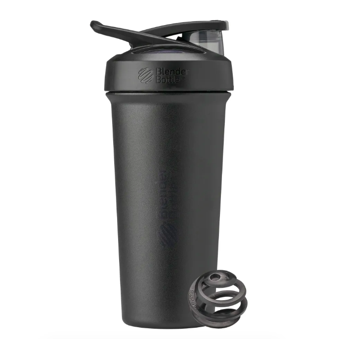 Blender Bottle, Шейкер, Stainless Sleek Sport+BlenderBall,черный/черный, сталь, 740 мл