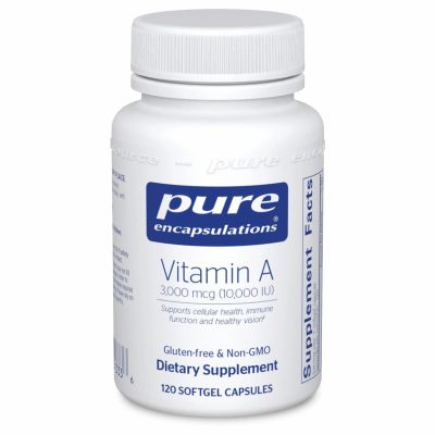 Pure Encapsulations, Витамин А 3000 мкг (10 000 IU), Vitamin A, 120 мягких капсул