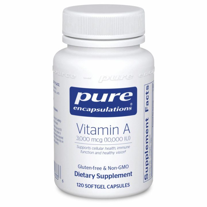 Pure Encapsulations, Витамин А 3000 мкг (10 000 IU), Vitamin A, 120 мягких капсул
