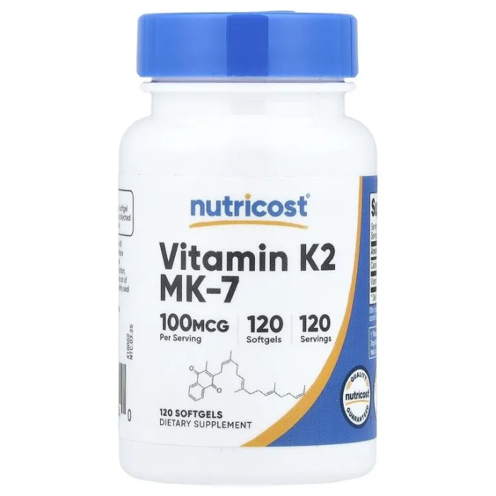 Nutricost, Витамин K2 MK-7, 100 мкг, 120 капсул
