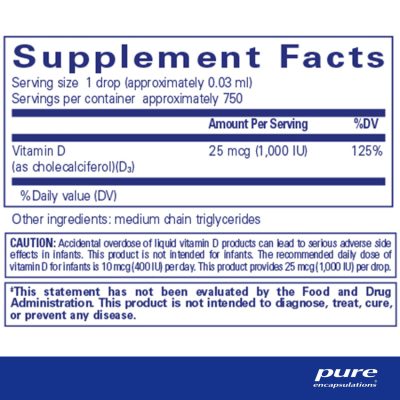 Pure Encapsulations, Витамин Д3 жидкая форма, 22.5 мл - срок до 06/2025