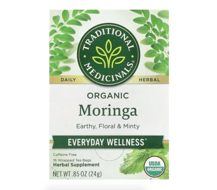 Traditional Medicinals, чай органик моринга, перечная мята/шалфей, 16 пакетиков