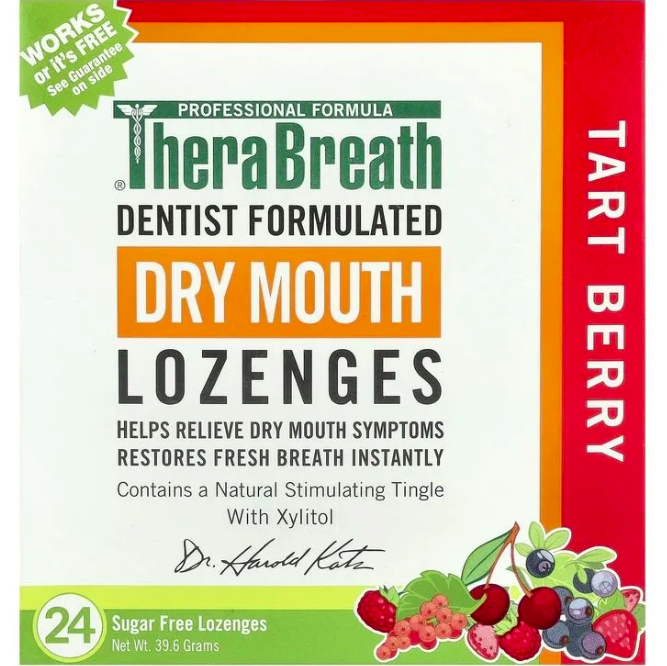 TheraBreath, Пастилки против сухости во рту, ягоды, 24 пастилки в обертке