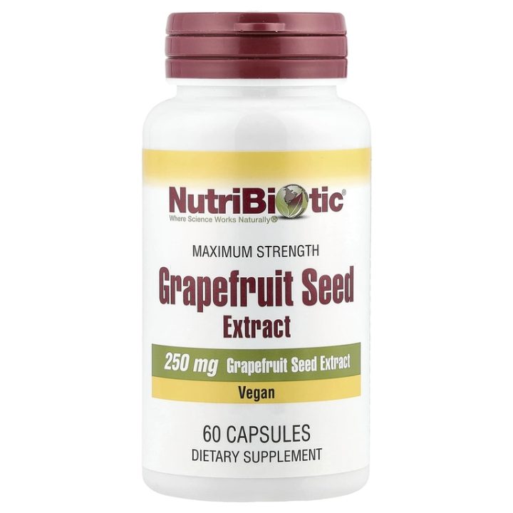 NutriBiotic, GSE, экстракт косточек грейпфрута, 250мг, 60 капсул