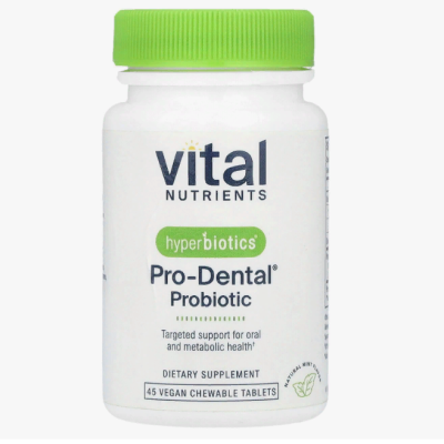 Vital Nutrients (Hyperbiotics), PRO-Dental, для здоровья полости рта, 3 млрд КОЕ, 45 жев.таб.