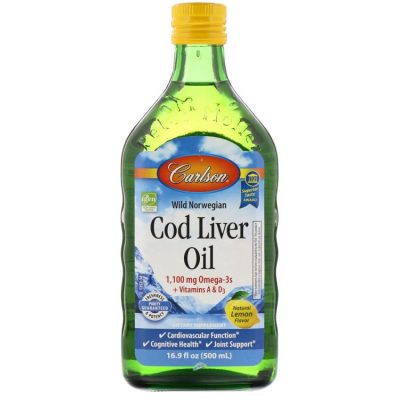 Carlson Labs, Cod Liver Oil, Масло печени дикой норвежской трески, лимон, 500 мл