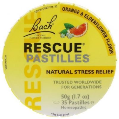 Bach, RESCUE REMEDY, Успокаивающие пастилки, природное снятие напряжения, апельсин, 50 г