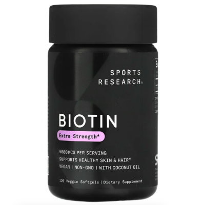 Sports Research, Биотин, 5000 мкг, 120 капсул