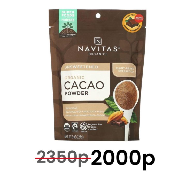 Navitas Organics, Органический какао-порошок, 227 г - ДИСКОНТ (дефект упаковки)