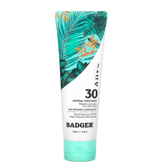 Badger, Минеральный солнцезащитный крем для тела, SPF 30, Daily Mineral Sunscreen, 118 мл