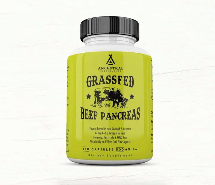 Ancestral Supplement, Beef Pancreas, Вытяжка из говяжьей поджелудочной железы, 180 капс
