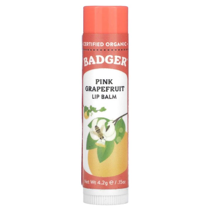 Badger Company, Органический бальзам для губ, розовый грейпфрут, Lip Balm, Pink Grapefruit, 4,2г