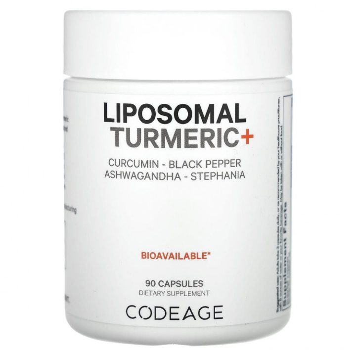 CodeAge, Liposomal Turmeric+, ферментированная куркума, куркумин, черный перец, 90 капсул